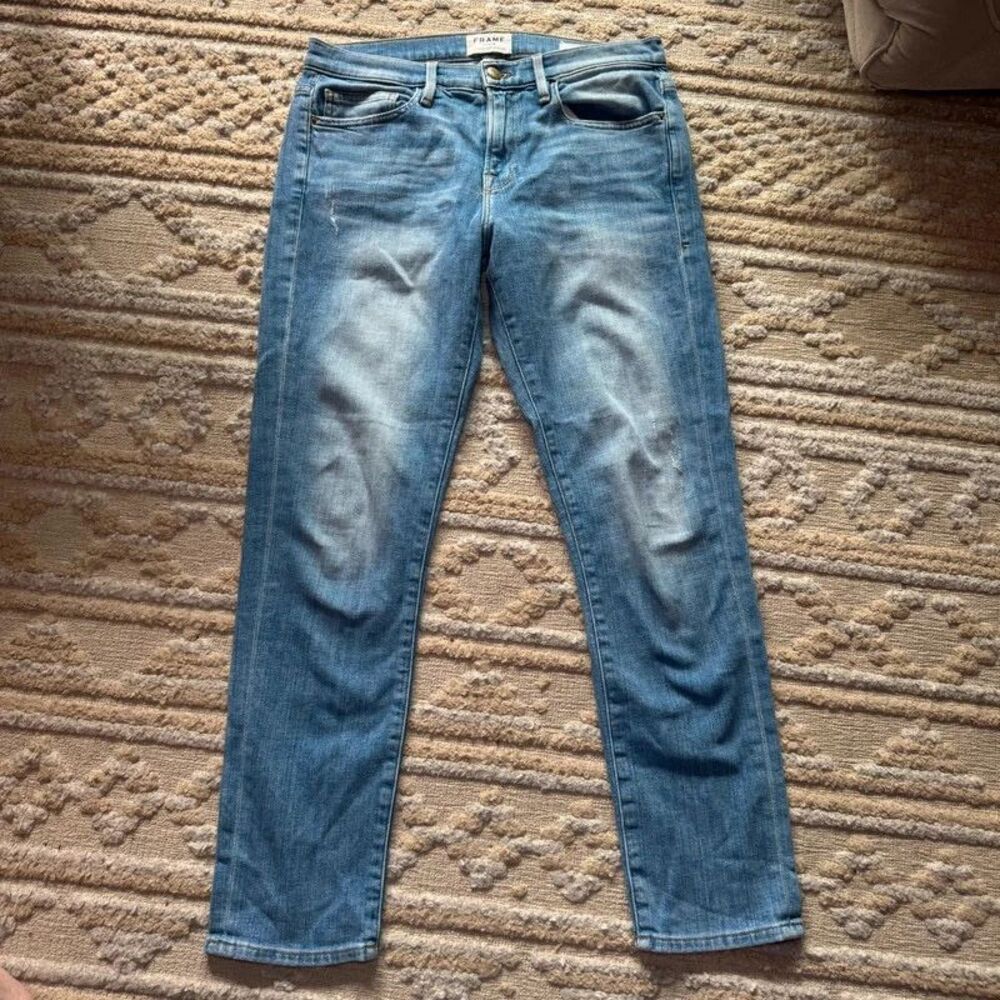 FRAME Le Boy Hannington Jeans Size 27 Medium Wash Blue Made in USA 28”